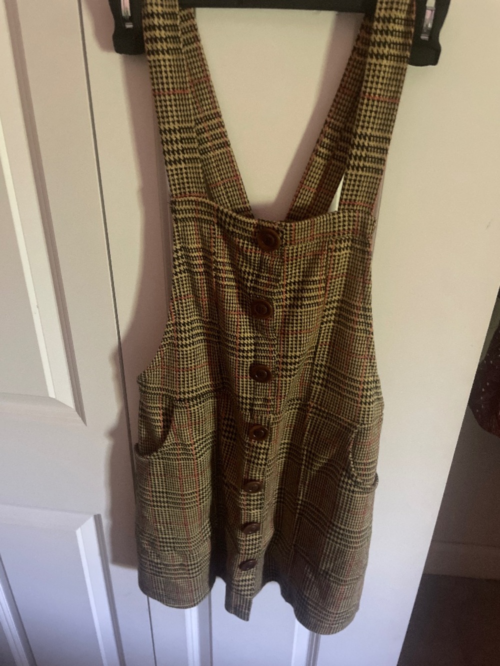 Multicolor plaid overalls